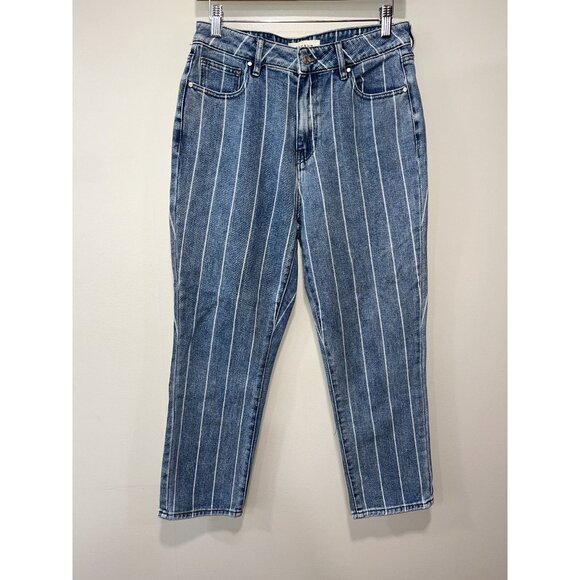 PacSun Denim - PacSun Women's‎ Striped Mom Jeans Size 28, Blue & White Denim
